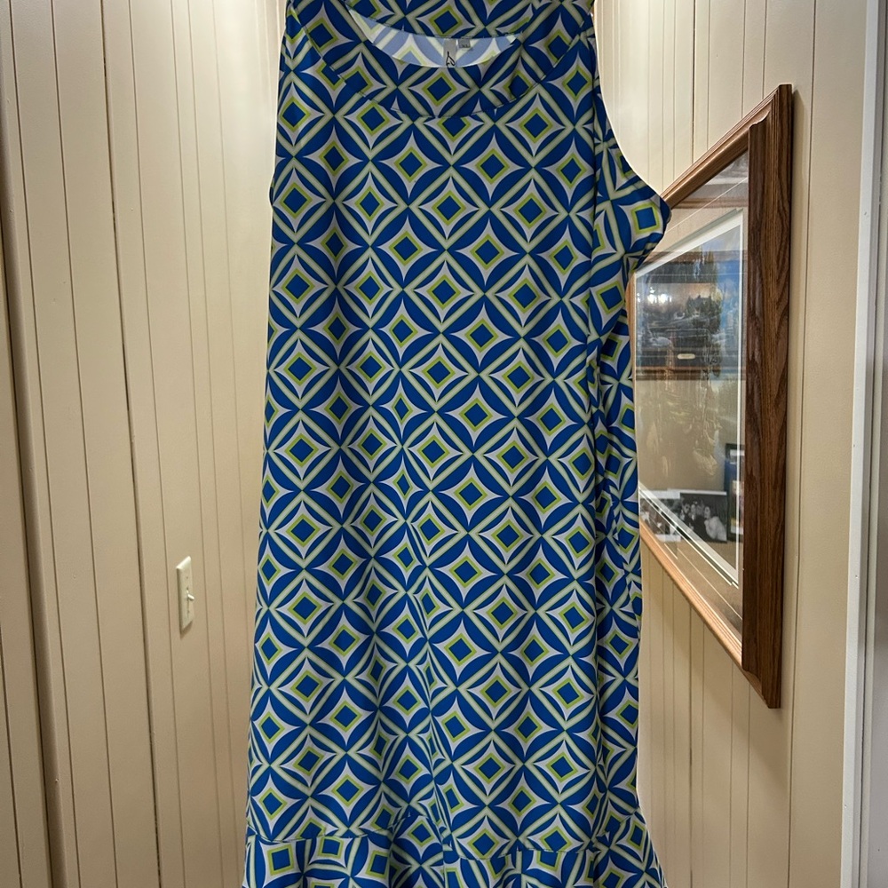 Lulu-B Blue and Green Ruffled Tiered Sundress